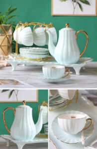 TSB13BB015 d1 1 Pumpkin Tea Set with Tray Porcelain Teapot Set