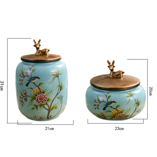 TSB15BB012 4 Flower-bird Tea Caddy Ceramic Loose Tea Tin