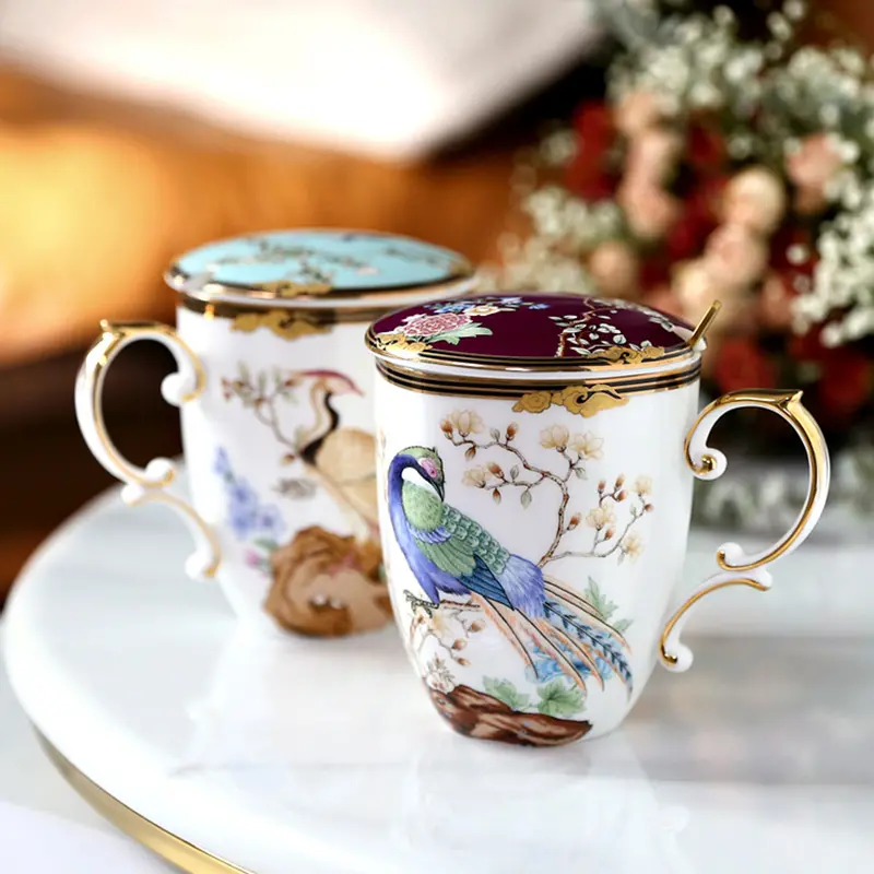 Phoenix Bone China Mug with Lid - Teasetbox.com