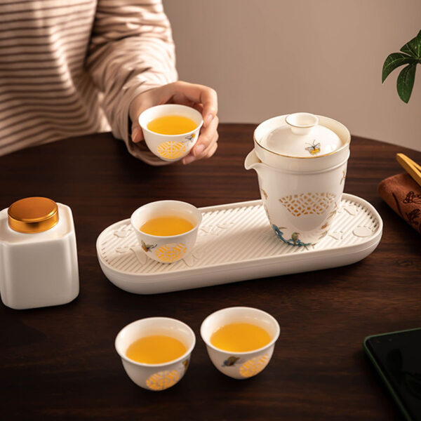 TSB16BB001 5 Butterfly Chinese Travel Tea Set Ceramic
