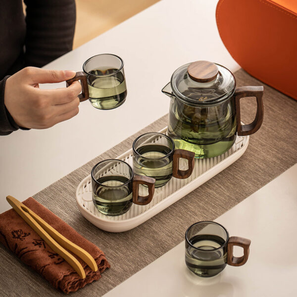 TSB16BB004 6 Portable Travel Tea Set Glass with Case