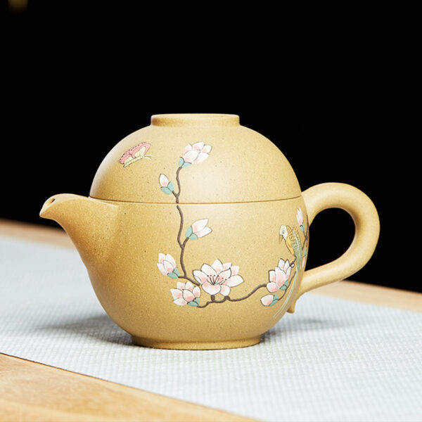 TSB16BB009 3 Bird Flower Chinese Yixing Travel Tea Set for One