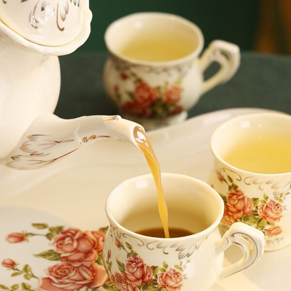 TSB16BB021 5 Vintage English Rose Tea Set Porcelain Teapot Set