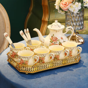 TSB16BB021 v1 Vintage English Rose Tea Set Porcelain Teapot Set