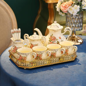 TSB16BB021 v2 Vintage English Rose Tea Set Porcelain Teapot Set