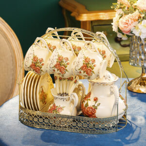 TSB16BB021 v3 Vintage English Rose Tea Set Porcelain Teapot Set