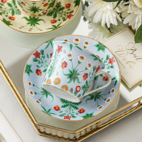 TSB16BB026 2 Floral Tea Cup and Saucer Set Porcelain