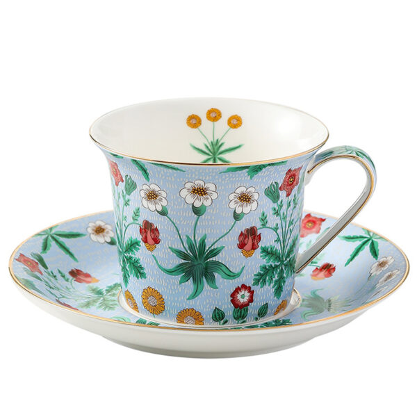 TSB16BB026 FF Floral Tea Cup and Saucer Set Porcelain