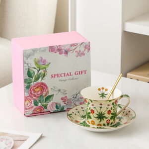TSB16BB026 V1 Floral Tea Cup and Saucer Set Porcelain