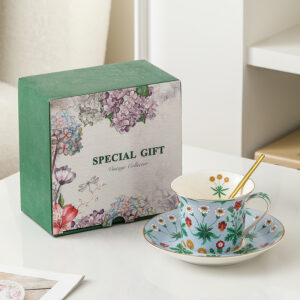 TSB16BB026 V2 Floral Tea Cup and Saucer Set Porcelain
