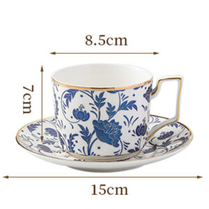 TSB16BB028 D4 White and Blue Cup and Saucer Porcelain