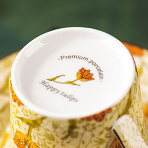 TSB16BB029 4 Tulip Tea Cup and Saucer Set Porcelain