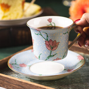 TSB16BB029 D4 Tulip Tea Cup and Saucer Set Porcelain