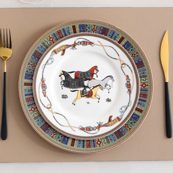 TSB17BB005 1 Horse Side Plate Set Porcelain Dish 2 Pieces