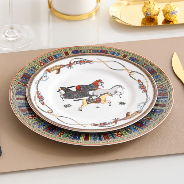 TSB17BB005 2 Horse Side Plate Set Porcelain Dish 2 Pieces