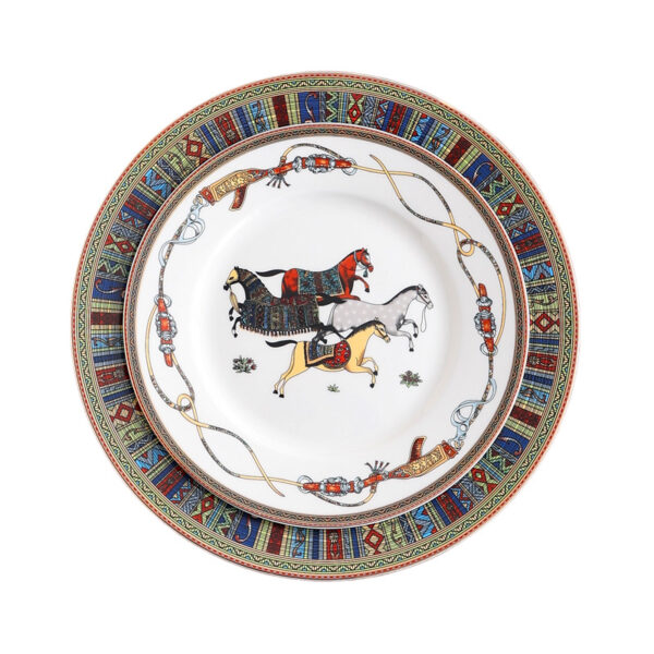 TSB17BB005 F Horse Side Plate Set Porcelain Dish 2 Pieces