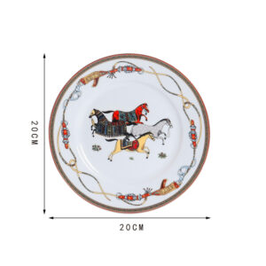 TSB17BB005 d1 Horse Side Plate Set Porcelain Dish 2 Pieces