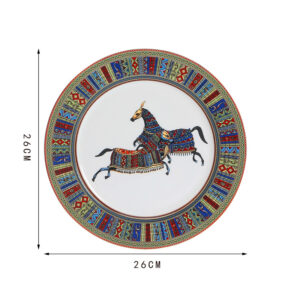 TSB17BB005 d2 Horse Side Plate Set Porcelain Dish 2 Pieces