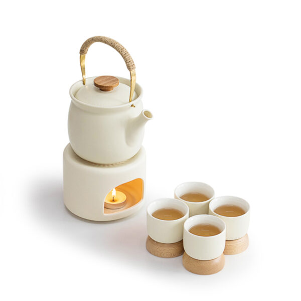 TSB17BB006 1 White Japanese Porcelain Tea Set with Warmer