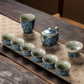 Vintage Chinese Gongfu Tea Set Porcelain Blue and White