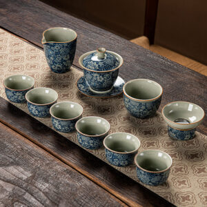 TSB17BB007 VV3 Vintage Chinese Gongfu Tea Set Porcelain Blue and White