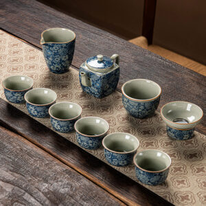 TSB17BB007 VV4 Vintage Chinese Gongfu Tea Set Porcelain Blue and White