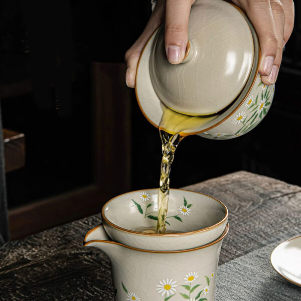 TSB17BB009 2 Daisy Chinese Kung Fu Tea Set Ceramic