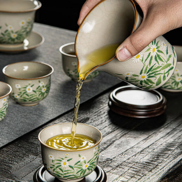 TSB17BB009 4 Daisy Chinese Kung Fu Tea Set Ceramic