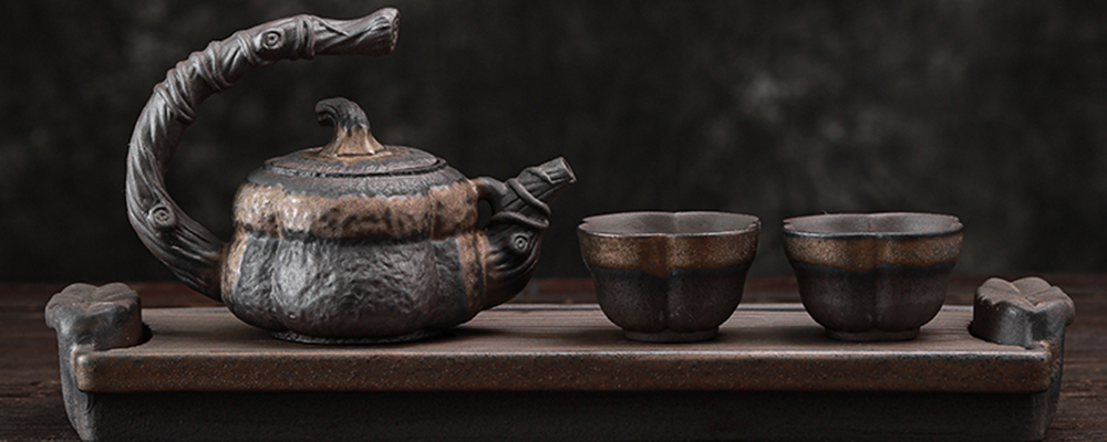 TSB17BB013 DD1 Pumpkin Japanese Tea Set Pottery Teapot Set