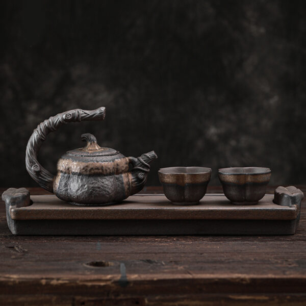 TSB17BB013 F Pumpkin Japanese Tea Set Pottery Teapot Set