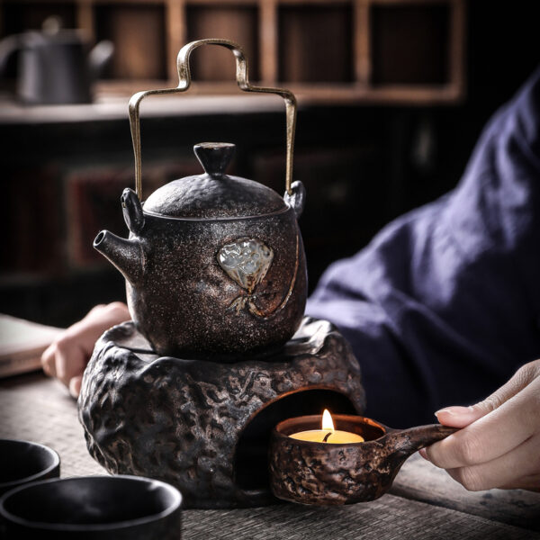 TSB17BB015 6 Lotus Pottery Japanese Tea Set with Warmer