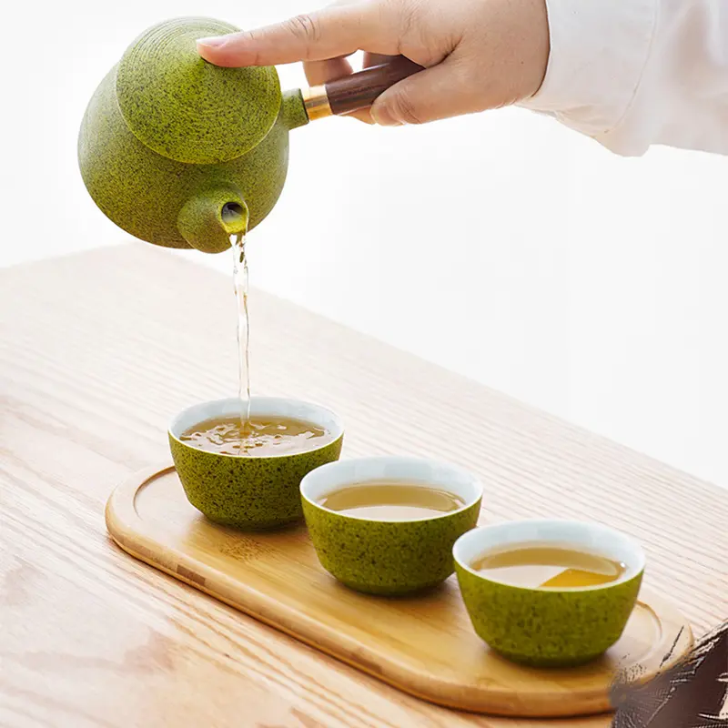 Portable Japanese Travel Tea Set Ceramic with Case - Image 4