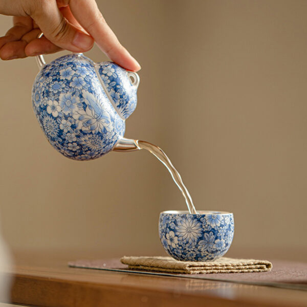 TSB17BB019 3 Blue White Chinese Gongfu Tea Set Porcelain Teapot Set