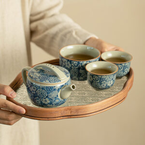 TSB17BB020 5 Floral Chinese Gongfu Tea Set Blue and White
