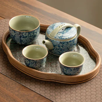Floral Chinese Tea Set Ceramic Blue and White - Teasetbox.com