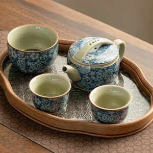 TSB17BB020 V3 Floral Chinese Tea Set Ceramic Blue and White