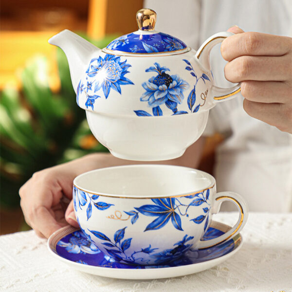 TSB17BB022 3 Blue Peony Tea for One Set Porcelain