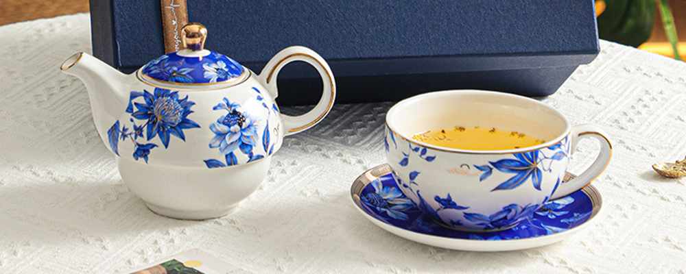 TSB17BB022 DD1 Blue Peony Tea for One Set Porcelain Teapot