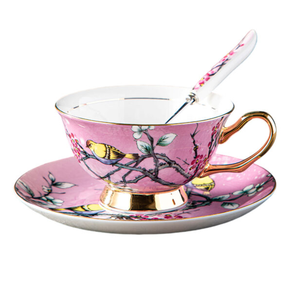 TSB18BB004 F Bird Tea Cup and Saucer Set Bone China Pink