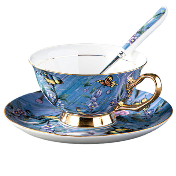 TSB18BB017 FFF Bird Tea Cup and Saucer Set Bone China Blue