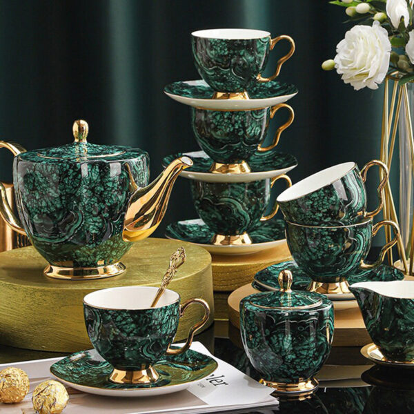 TSB18BB021 1 Luxury English Tea Set Porcelain Teapot Set Green