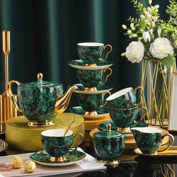 TSB18BB021 B1 Luxury English Tea Set Porcelain Teapot Set Green