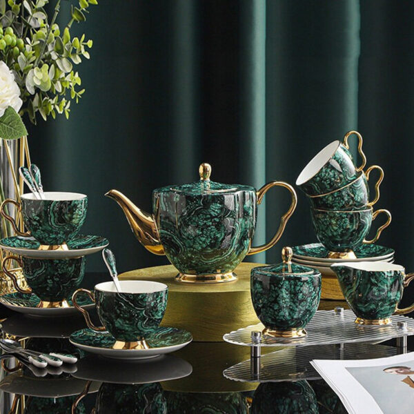 TSB18BB021 F Luxury English Tea Set Porcelain Teapot Set Green