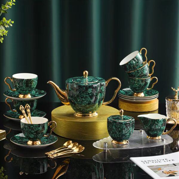 TSB18BB021 FF Luxury English Tea Set Porcelain Teapot Set Green