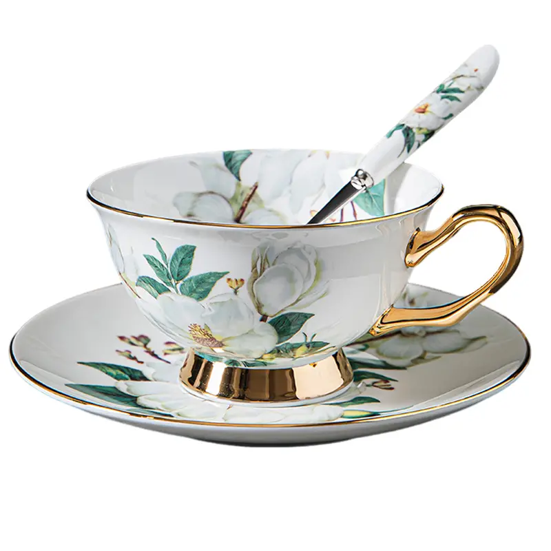 Camellia Tea Cup and Saucer Set Bone China - Teasetbox.com