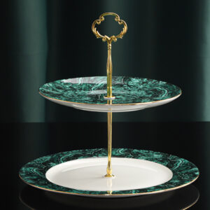 TSB19BB013 V1 Green Cake Stand Porcelain Tiered Serving Tray