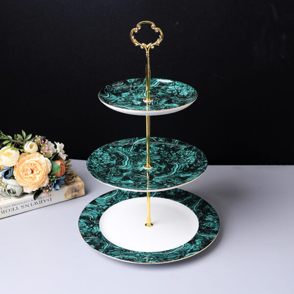 TSB19BB013 V2 Green Cake Stand Porcelain Tiered Serving Tray