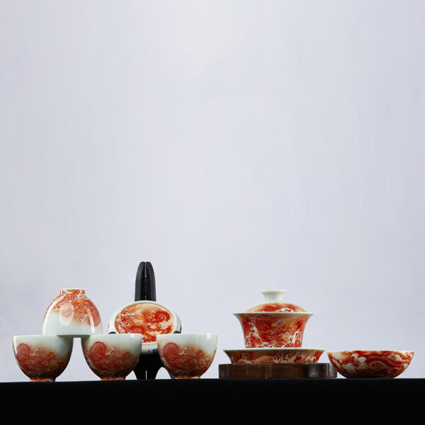 TSB19BB018 F Chinese Dragon Tea Set Porcelain Gaiwan Tea Set
