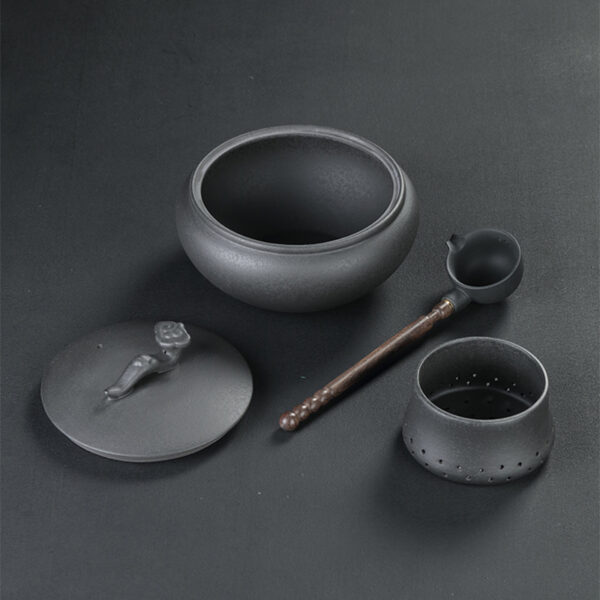 TSB1BB001 4 Black Japanese Tea Set Ceramic for Sencha