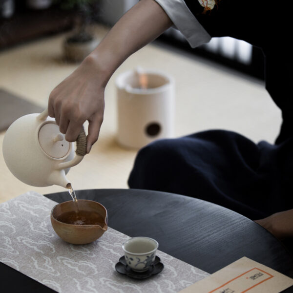 TSB1BB002 1 Gray Japanese Teapot and Tea Stove Set Ceramic